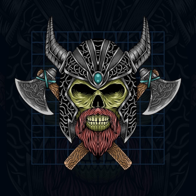 Incrível design de camiseta caveira viking valhalla