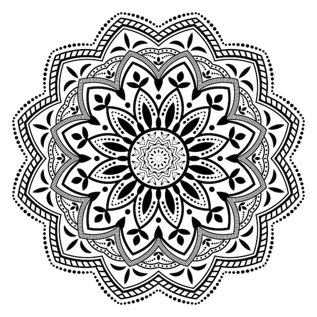 Incrível design de mandala floral, sem cor