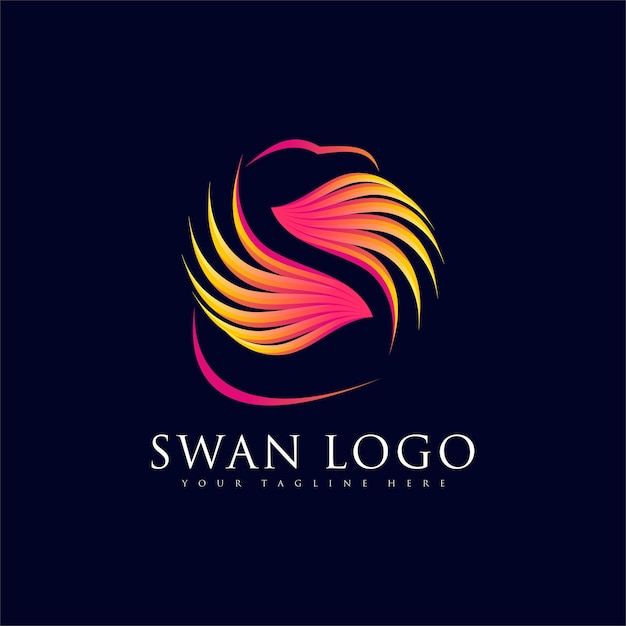 Incrível logotipo de cisne colorido premium