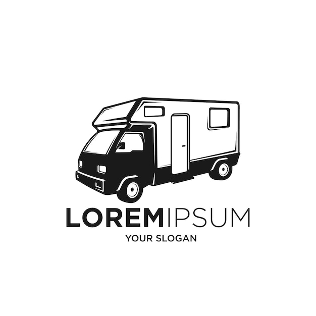 Incrível vetor de logotipo de silhueta de campervan