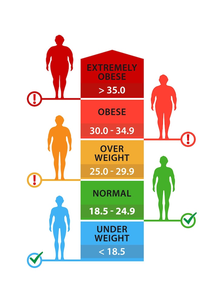 Vetor índice de massa corporal silhuetas masculinas com diferentes graus de obesidade perda de peso