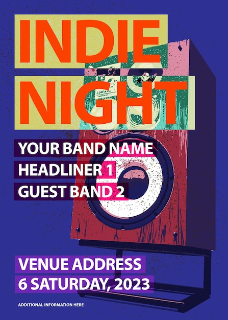 indie night musics eventos pop festival ou fest gig ou shows cartaz folheto ou panfleto para banda