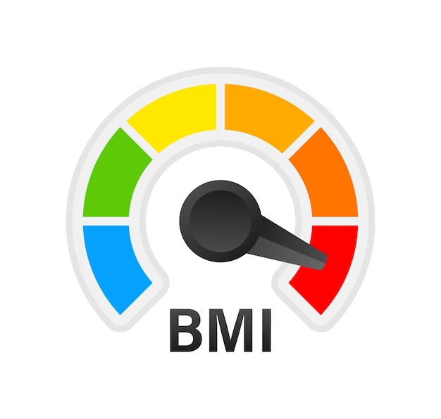 Indikator bmi em fundo branco. conceito de gráfico. ícone do vetor.