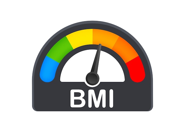 Indikator bmi em fundo branco. conceito de gráfico. ícone do vetor.