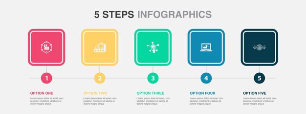Indústria 40 digitalização de automação marketing digital ícones do mundo digital modelo de design de infográfico conceito criativo com 5 etapas