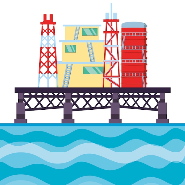 Indústria petrolífera com plataforma marinha