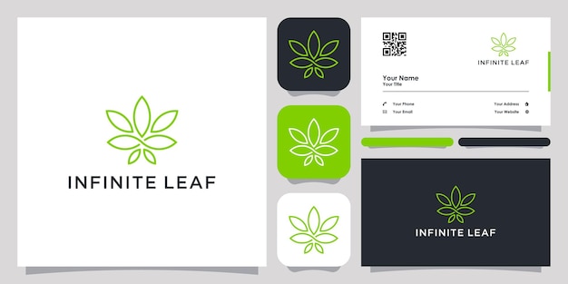 Infinite folha de cannabis logotipo ícone símbolo modelo logotipo e cartão de visita