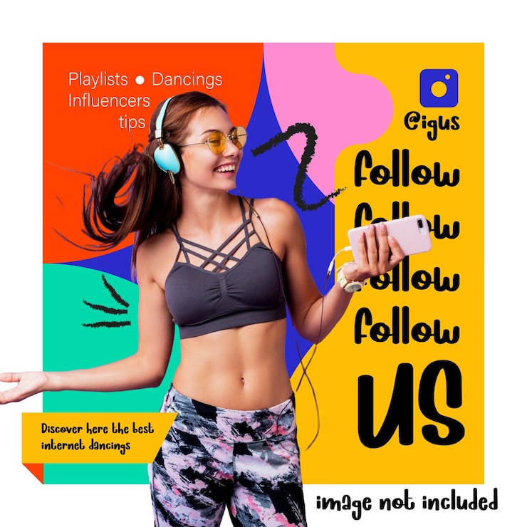 Vetor influencer dancers playlist padrão de mídia social fundo