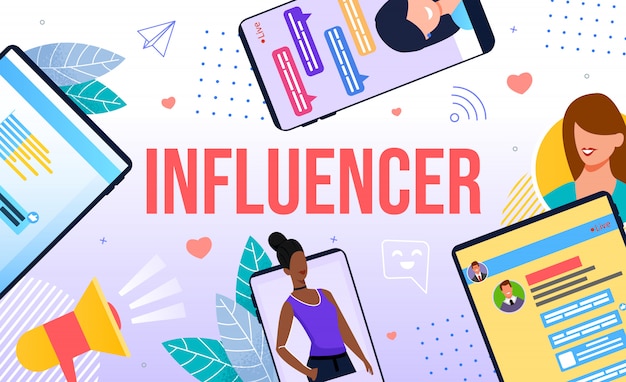 Vetor influencer marketing ilustração