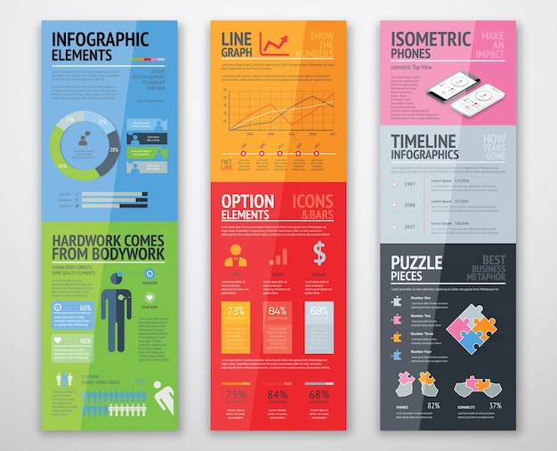 Infografia colorida em modelos bem dispostos pronto para uso