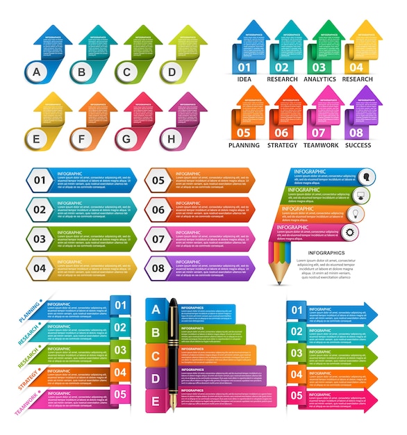 Vetor infografia de coleção. elementos de design.