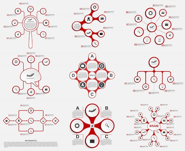 Infografia de coleção vermelho. Elementos de design.