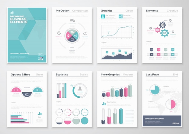 Vetor infografia de elementos de vetor de negócios para brochuras corporativas