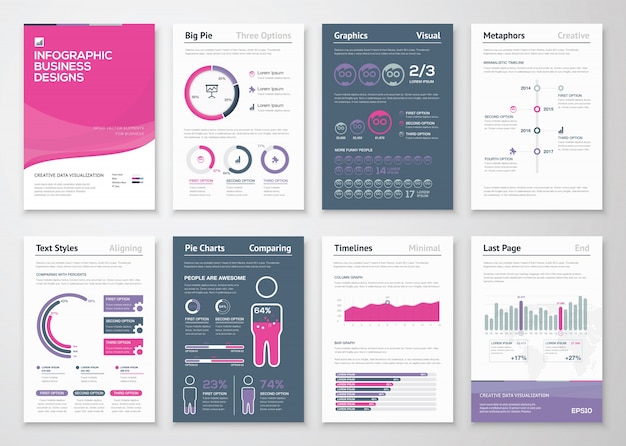 Infografia de elementos empresariais e ilustrações de design vetorial