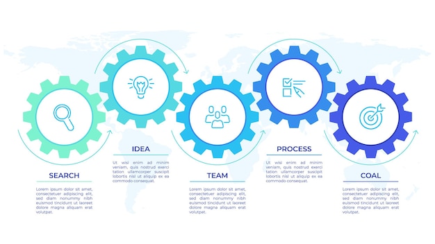 Vetor infografia de engrenagens. transmissão de rodas dentadas conectando conceito de vetor start-up de apresentação de negócios de progresso de techo de engenharia mecânica. banner de conexão de roda dentada, ilustração de infográfico de engrenagem