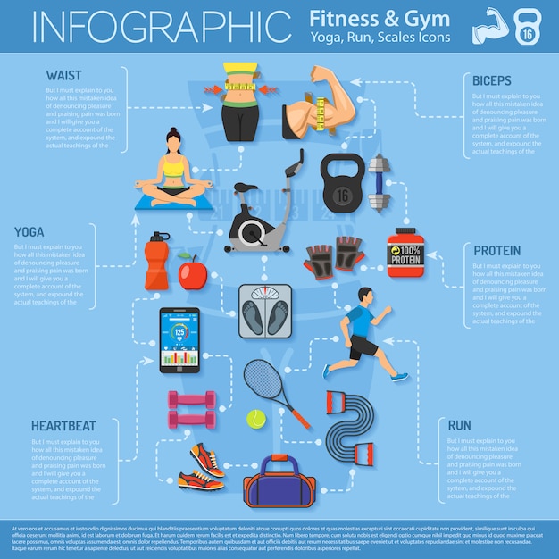 Vetor infografia de fitness e ginásio