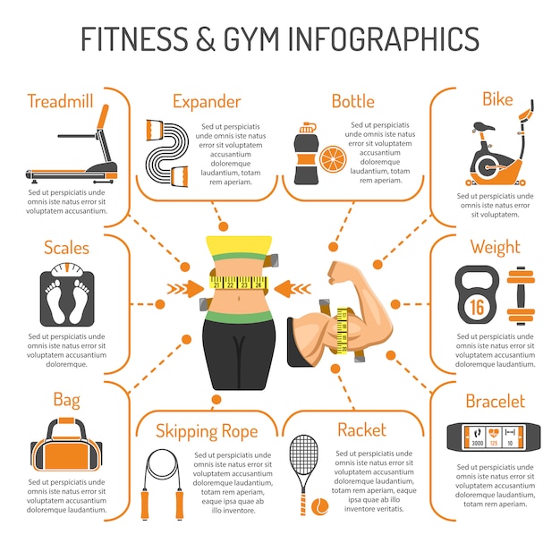 Vetor infografia de fitness e ginásio