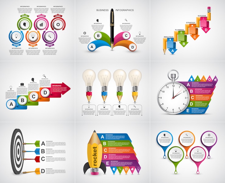Vetor infografia de grande coleção. elementos de design.