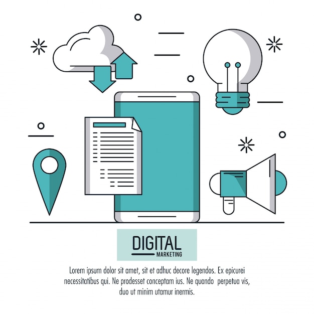 Infografia de marketing digital e publicidade sobre fundo branco