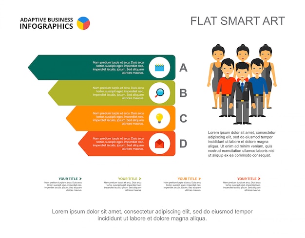 Infografia de trabalho em equipe de quatro bar. modelo editável para diagrama de etapas, gráfico de processo