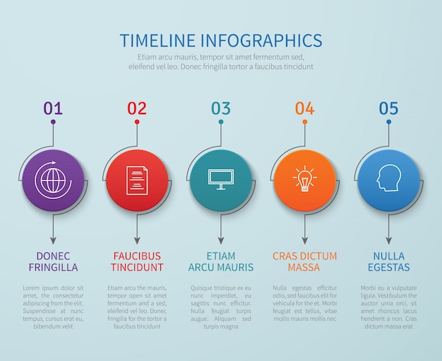 Infografia de vetor abstrato timeline com etapas do processo de negócios