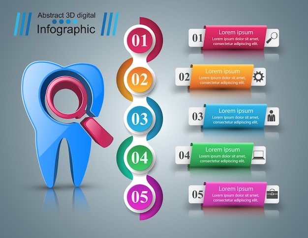 Infografia do negócio. ícone do dente.