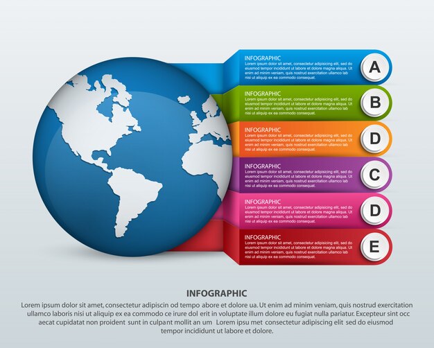 Infografia moderna modelo com seis etapas para apresentações de negócios.