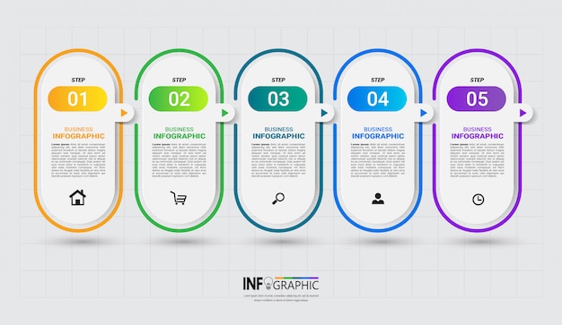 Infografia moderna modelo de 5 etapas