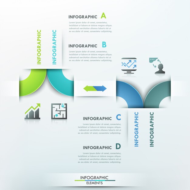 Infografia moderna modelo de processo com fitas