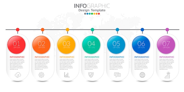 Infografia para o conceito de negócio com ícones e opções ou etapas.