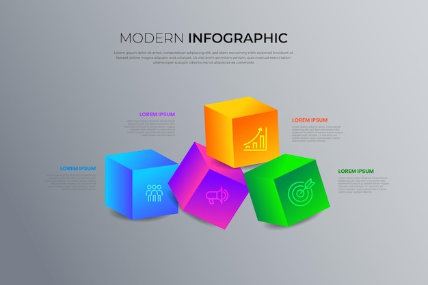 Infografias de negócios 3D modernas