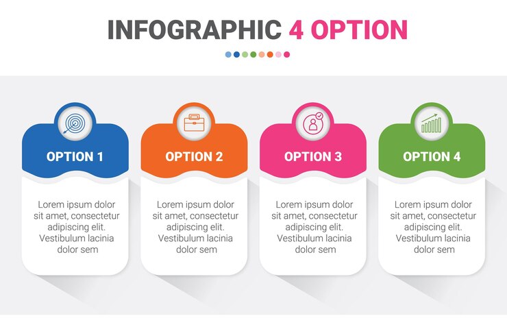 Vetor infográfico 4 opções onduladas