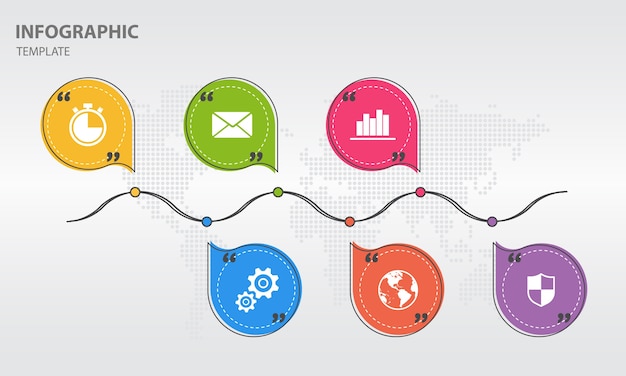 Vetor infográfico abstrato timeline 6 opções