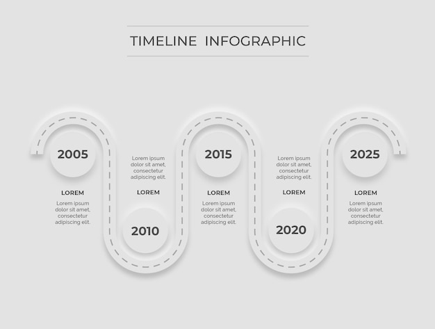 Infográfico branco minimal clean timeline premium vector