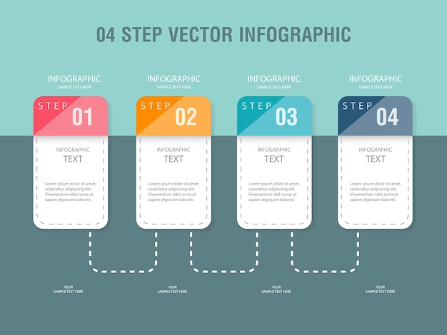 Infográfico colorido com quatro etapas