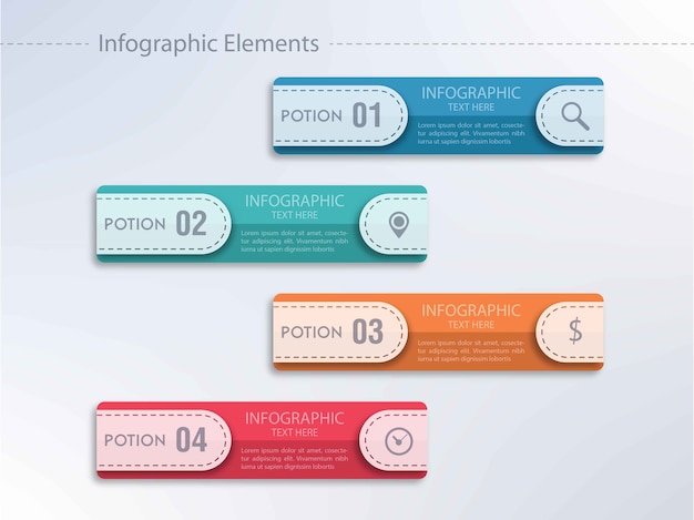 Infográfico colorido com quatro opções