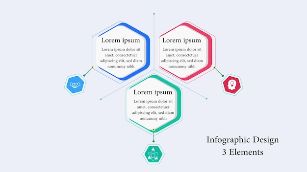 Vetor infográfico com 3 ramos contém bloco de textos