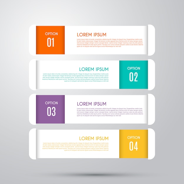 Infográfico com 4 opções, etapas ou processos