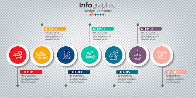 Infográfico com 7 opções, etapas ou processos.