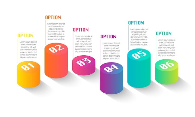 Infográfico criativo com 6 opções com textos