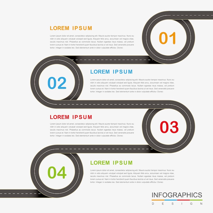 Vetor infográfico criativo com elementos de estrada plana
