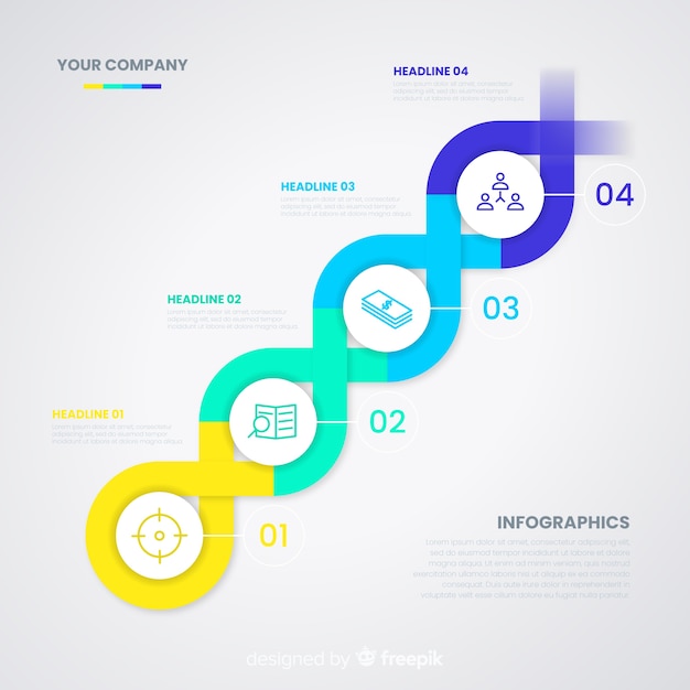 Vetor infográfico da linha do tempo com forma de hélice do dna