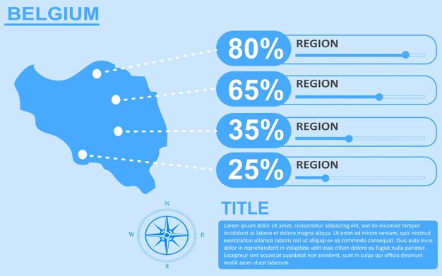 Infográfico da região do país da Bélgica com design deslizante Apresentação de slides