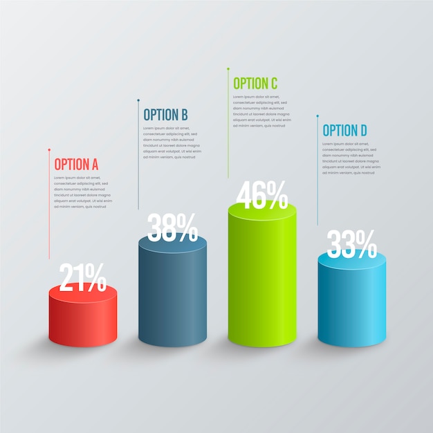 Infográfico de barras 3d