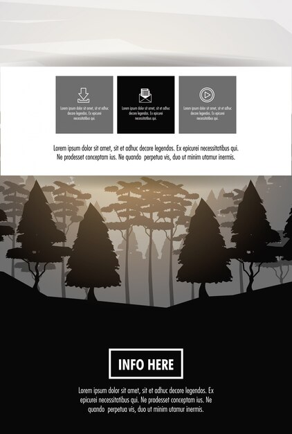 Vetor infográfico de brochura de floresta