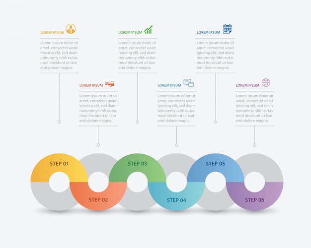 Infográfico de círculo com modelo abstrato de linha do tempo.