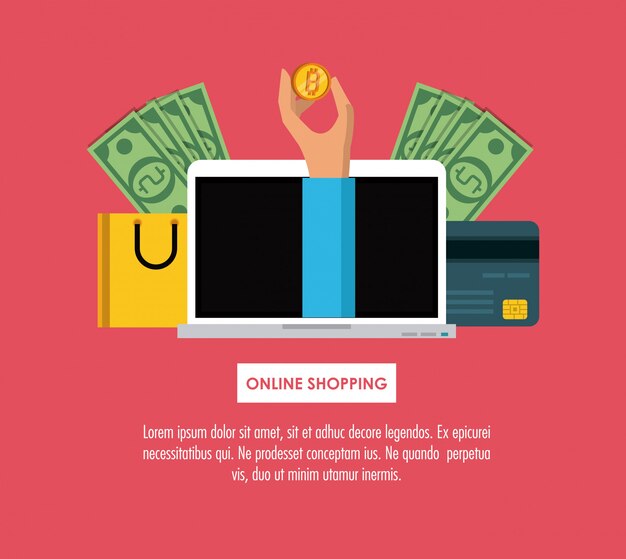 Infográfico de compras on-line com elementos dos desenhos animados