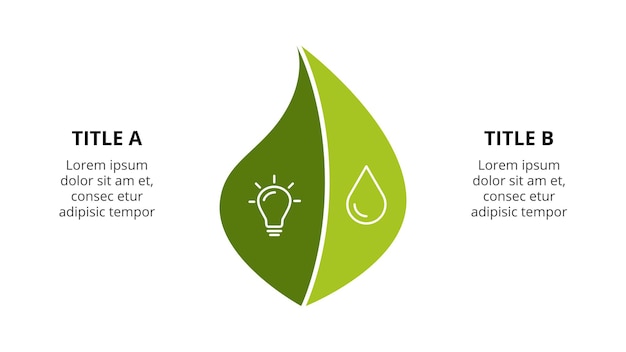 Infográfico de ecologia conceito de cuidado ecológico apresentação da natureza modelo de slide 2 opções gráfico de folha verde