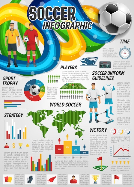 Vetor infográfico de esporte de futebol com infográfico de futebol