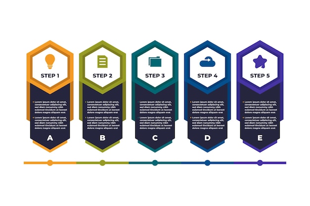 Infográfico de estratégia de negócios de linha do tempo plana